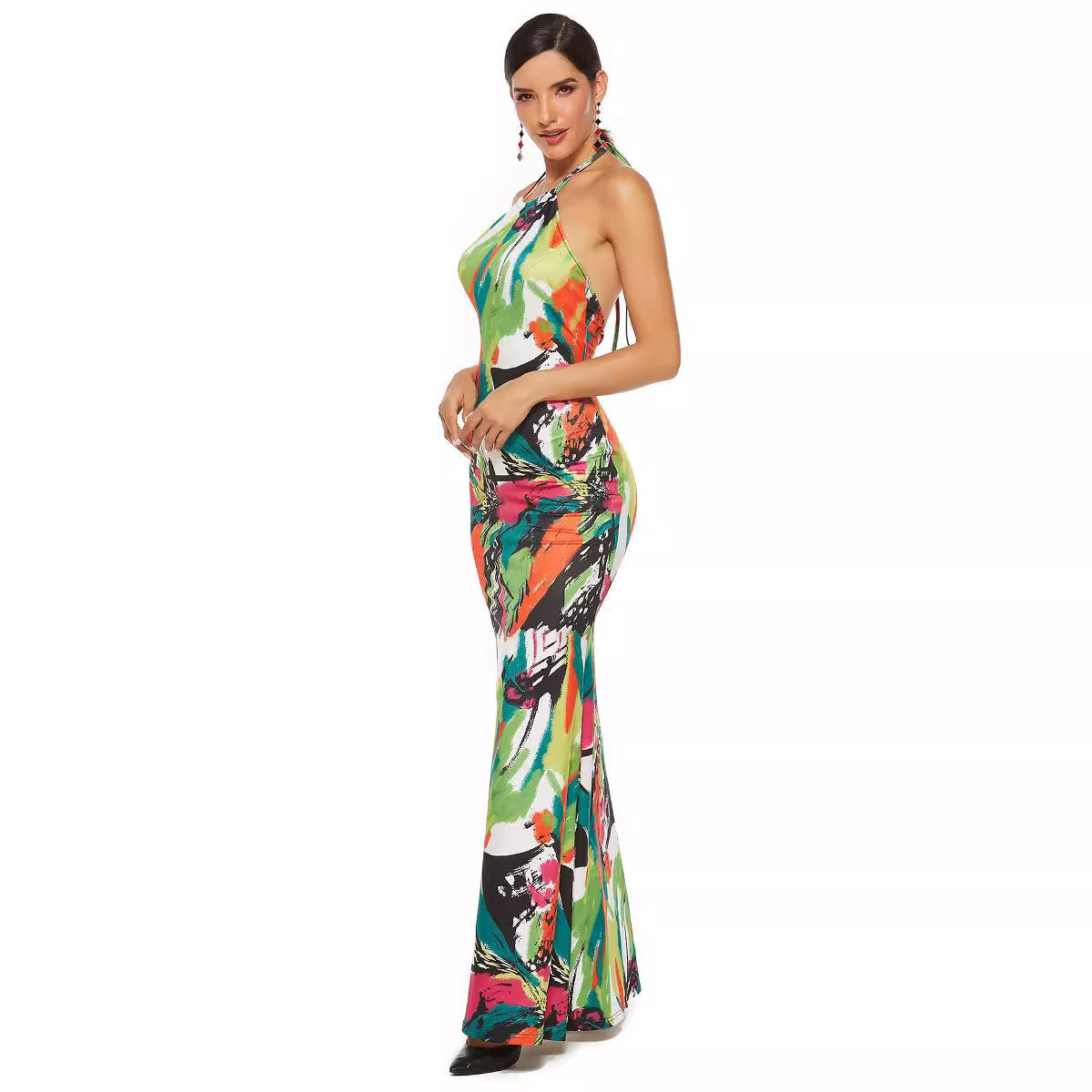 Damen Maxikleid mit aufregendem Farbdesign R&B