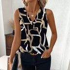 Damen Elegantes V-Ausschnitt Top mit R&Brnem grafischen Muster R&B