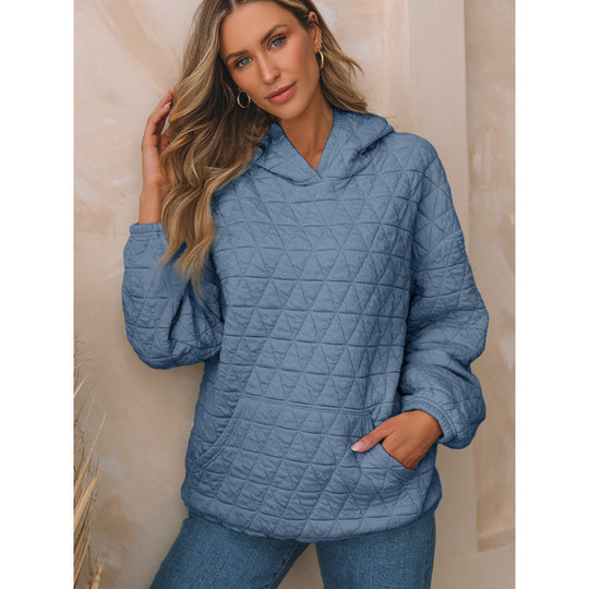 Damen gesteppter Kapuzenpullover mit praktischen Taschen R&B
