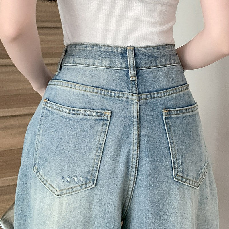 Damen Weite Bootcut-Jeans mit modischem Destroyed-Effekt R&B