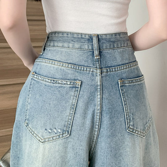 Damen Weite Bootcut-Jeans mit modischem Destroyed-Effekt R&B