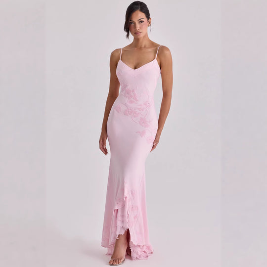 Damen Elegantes Abendkleid mit floralem Spitzenbesatz R&B