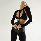 Damen Cut-Out Badeanzug mit langen Ärmeln und hohem Ausschnitt R&B