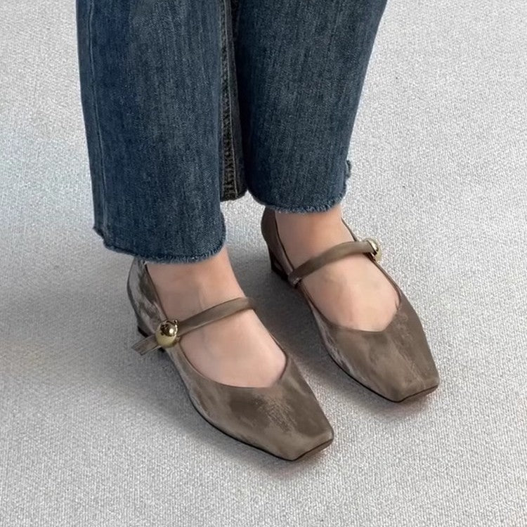 Damen Slipper mit eleganter Schnalle und modischem Blockabsatz R&B