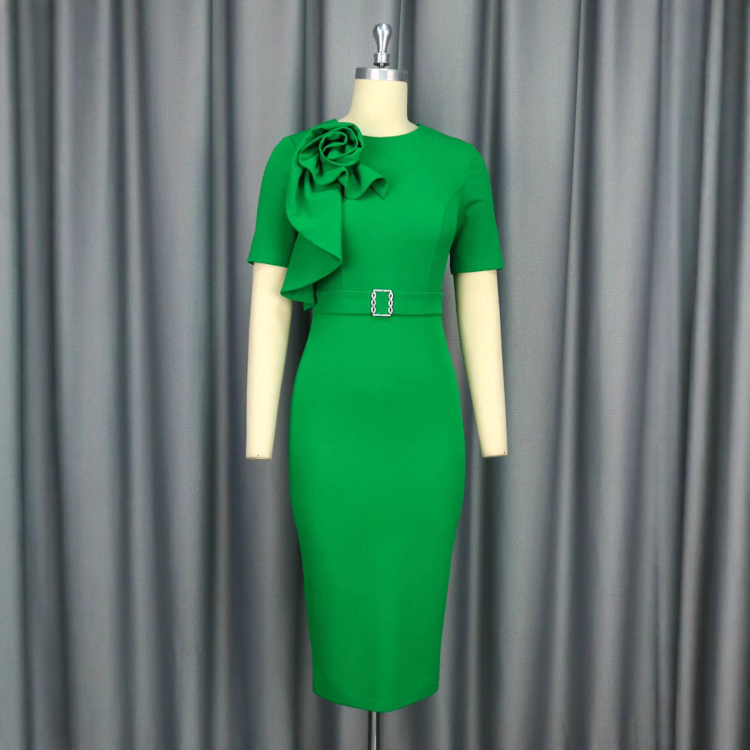Damen figurbetontes Kleid mit hoppelndem Blüten-Design R&B