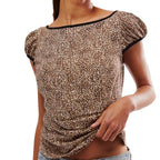 Damen Elegantes und elastisches Leopardenmuster Oberteil