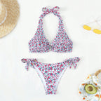 Damen Triangel-Bikini mit verspielten Rüschendetails und elegantem Knotendesign R&B
