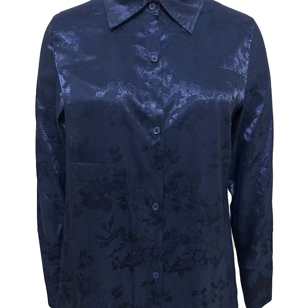 Damen Elegante satiniert Bluse mit floralen Muster R&B