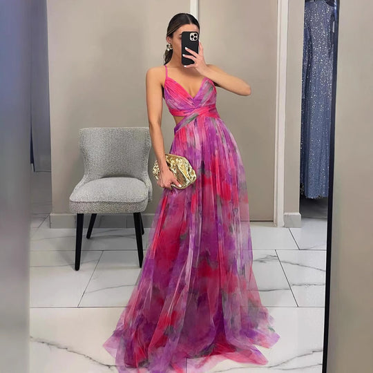 Damen Abendkleid mit fließendem Chiffon und eleganter Wickeloptik R&B