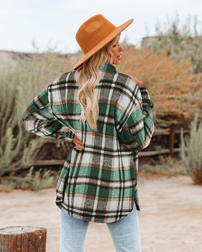 Damen Karierte Baumwolljacke im lässigen Oversized-Schnitt R&B