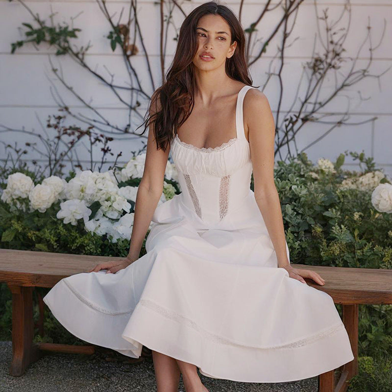 Damen Midi-Kleid mit raffiniertem Taillen-Design und zarter Rüsche R&B