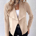 Damen eleganter Kurz-Blazer mit asymmetrischem Schnitt und Reißverschlusstaschen R&B