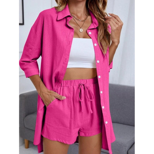 Damen Komfortables Kurzarm-Hemd und Hose Set R&B