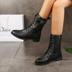 Damen Schnürstiefel mit seitlichem Reißverschluss und modischem Schnallen-Detail R&B