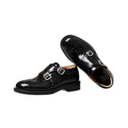 Damen elegante Doppelmonk-Schuhe mit dekorativen Perforierungen und edler Beschläge R&B