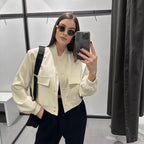 Damen modische Utility-Jacke mit praktischen Taschen und edlem Schnitt R&B