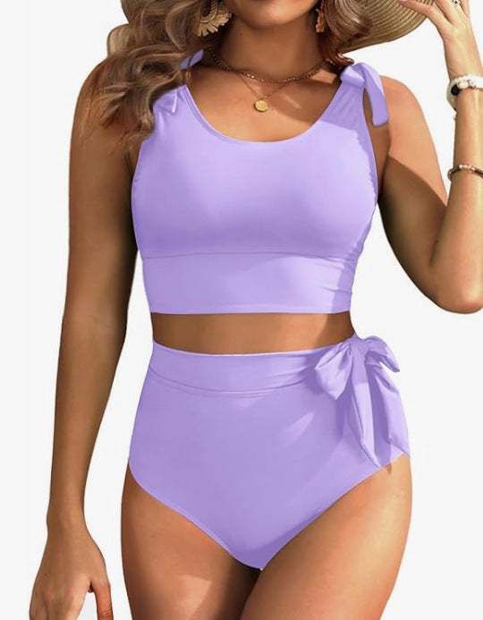 Damen Hochtailliertes Bikini-Set mit knotenverziertem Oberteil R&B