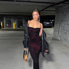 Damen Extravagantes Spitzen-Nachtkleid mit floralem Design und langem Schnitt R&B