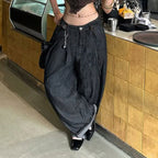Damen Weite Hochtaillierte Streifenjeans R&B