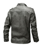 Herren robuste Kunstlederjacke im Military-Stil