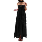 Damen Maxikleid mit schwingendem Rüschendesign und elegantem Bustier R&B
