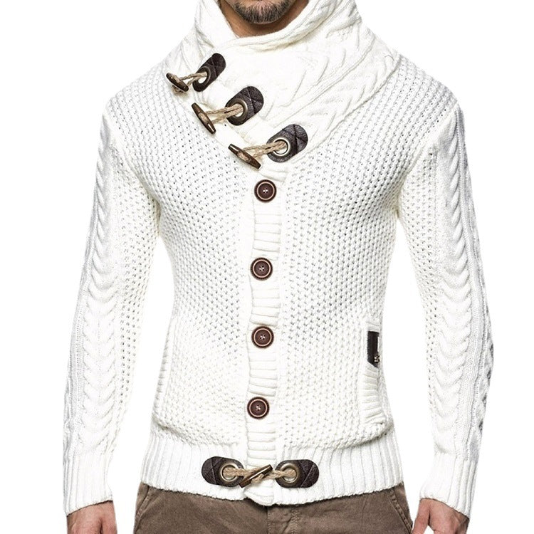 Herren Strickjacke mit kreativer Knopfleiste und hohem Kragen R&B