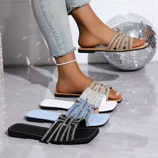 Damen Glamouröse und elegante Riemchensandalen mit funkelnden Strasssteinen R&B