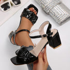 Damen elegante High Heel Sandalen mit dekorativem Riemen und modischem Schleifen-Detail R&B