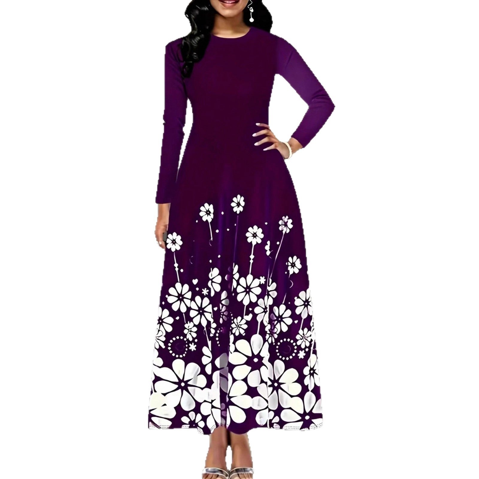 Damen Maxikleid mit floralen Mustern und praktischen Taschen