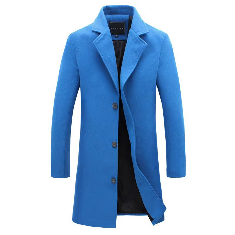 Herren eleganter Wollmantel mit klassischem Schnitt und praktischen Taschen
