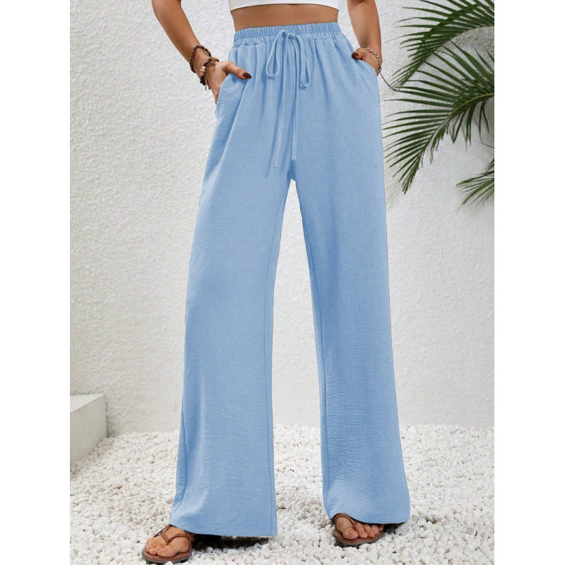 Damen luftige Paltz-Hose mit elastischem Bund und praktischen Taschen R&B