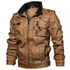 Herren robuste Kunstlederjacke im Military-Stil