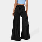 Damen Weit geschnittene Palazzo-Hose mit eleganter Bindegürtel