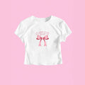 Damen Crop-T-Shirt mit raffiniertem Schleifenaufdruck R&B