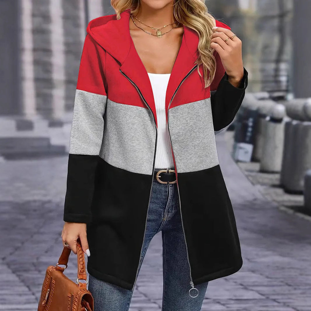 Damen Sportliche Übergangsjacke mit hohem Kragen und farblich abgesetztem Design R&B