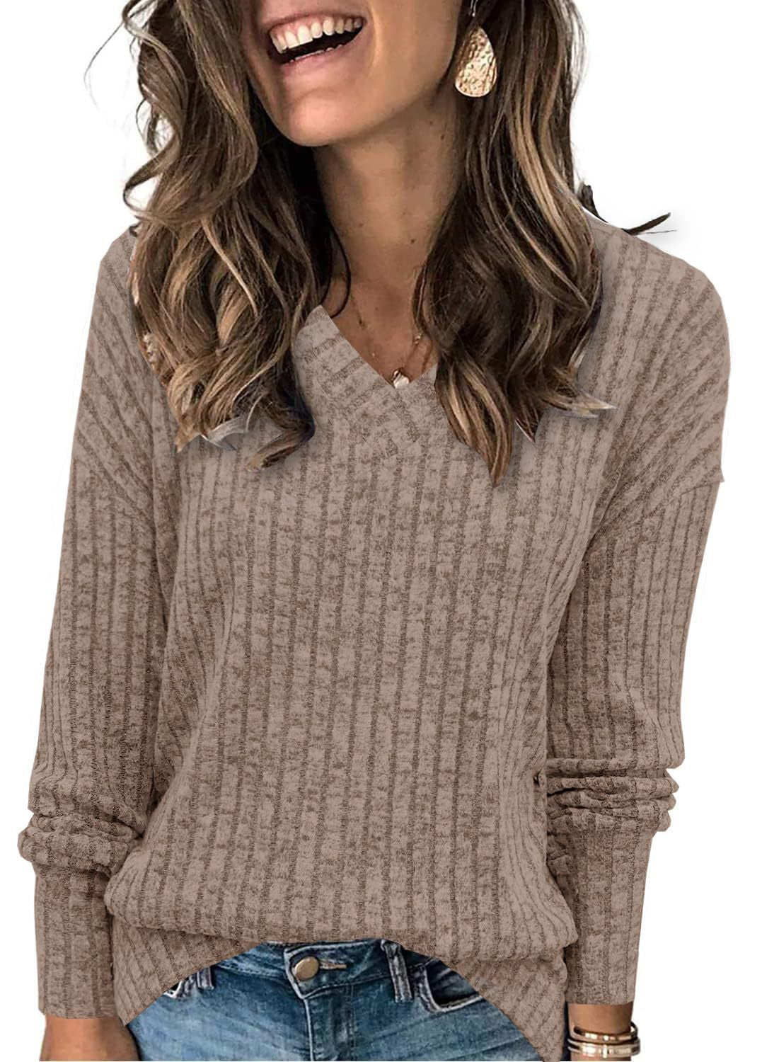 Damen eleganter V-Ausschnitt Pullover R&B