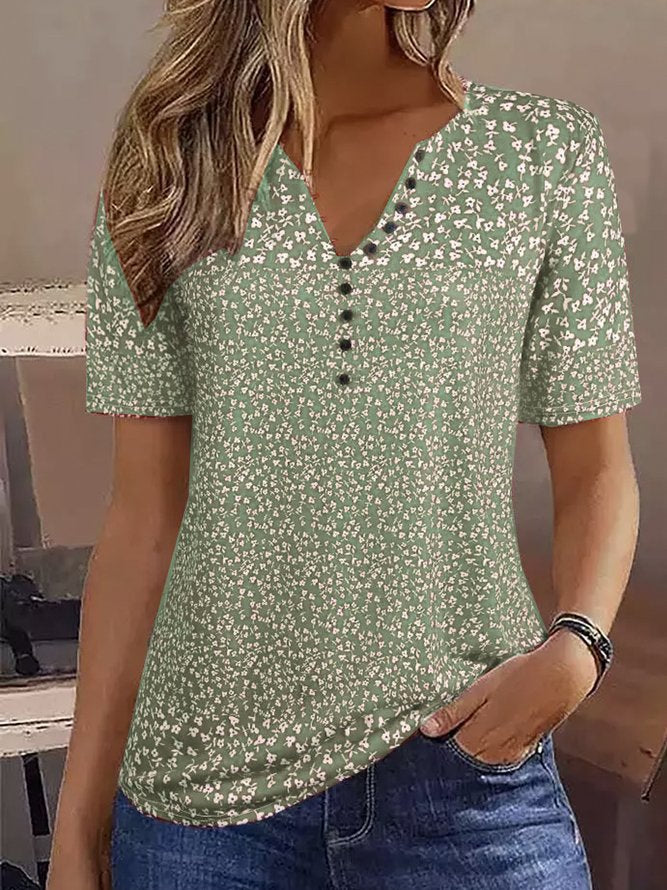 Damen Kurzarmbluse mit floralem Muster R&B