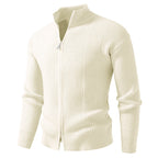 Herren Strickjacke mit hohem Kragen und innovativem Zipper R&B