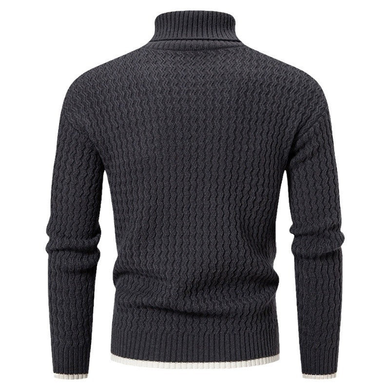 Herren Strickpullover mit hochabschließendem Kragen und strukturiertem Muster R&B