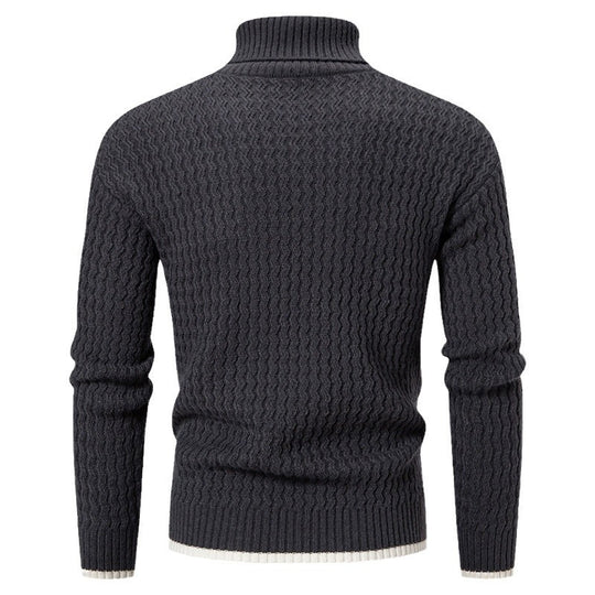 Herren Strickpullover mit hochabschließendem Kragen und strukturiertem Muster R&B