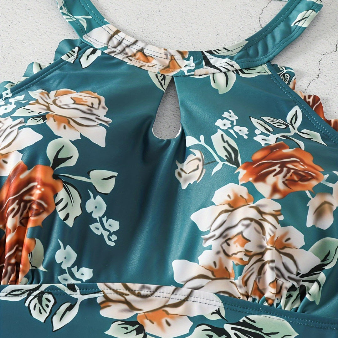 Damen Einteiliger Badeanzug mit elegantem Schnitt und floralem Design R&B