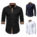 Herren Langarmhemd mit modernem Karokragen und hochwertiger Baumwollmischung R&B