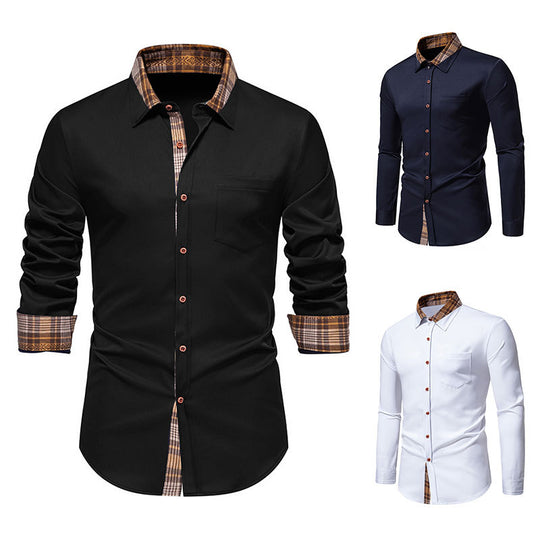 Herren Langarmhemd mit modernem Karokragen und hochwertiger Baumwollmischung R&B