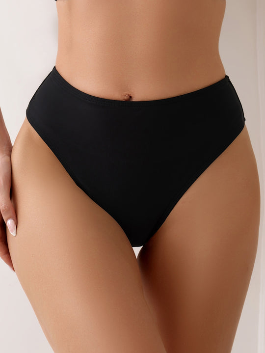 Damen Hochgeschnittene Bikini-Hose im minimalistischen Design mit komfortablem Bund R&B