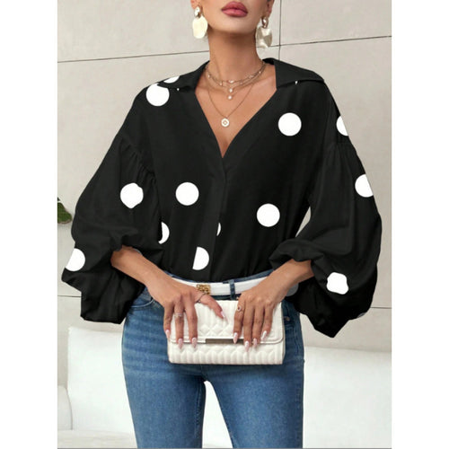 Damen Bluse mit voluminösen Ballonärmeln und elegantem Kragen R&B