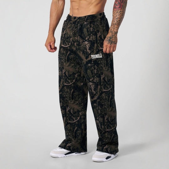 Herren nan weite Camouflage-Jogginghose mit elastischem Komfortbund und Oberschenkel-Logo R&B