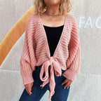 Damen Strickjacke mit verspieltem Bindegürtel und voluminösen Ärmeln R&B