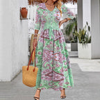 Damen Maxikleid mit floralem Paisleymuster und schmeichelndem V-Ausschnitt R&B