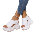 Damen Wedge-Sandalen mit elastischer Strickoberfläche und atmungsaktiver Plattform R&B