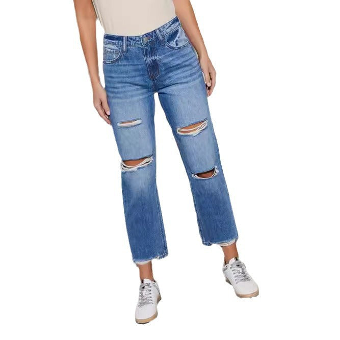 Damen Destroyed Jeans im modischen Bootcut-Stil